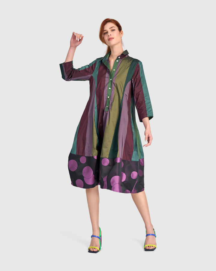 Lustrous Shirtdress, Jewel Mix