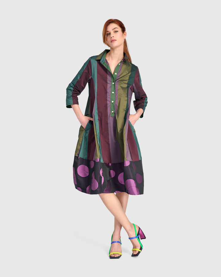 Lustrous Shirtdress, Jewel Mix