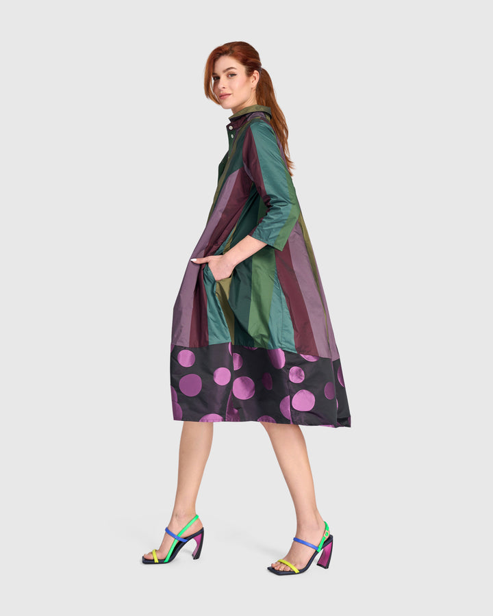 Lustrous Shirtdress, Jewel Mix