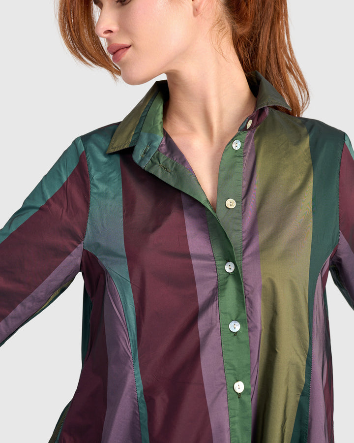 Lustrous Shirtdress, Jewel Mix