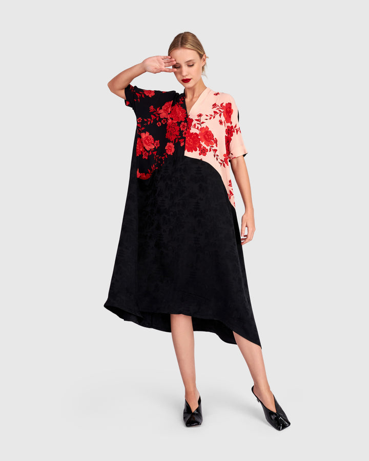 Hana A-line Dress, Black Mix