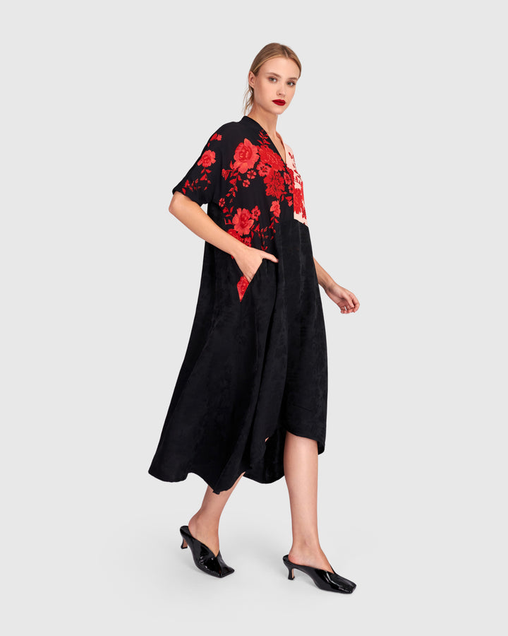 Hana A-line Dress, Black Mix