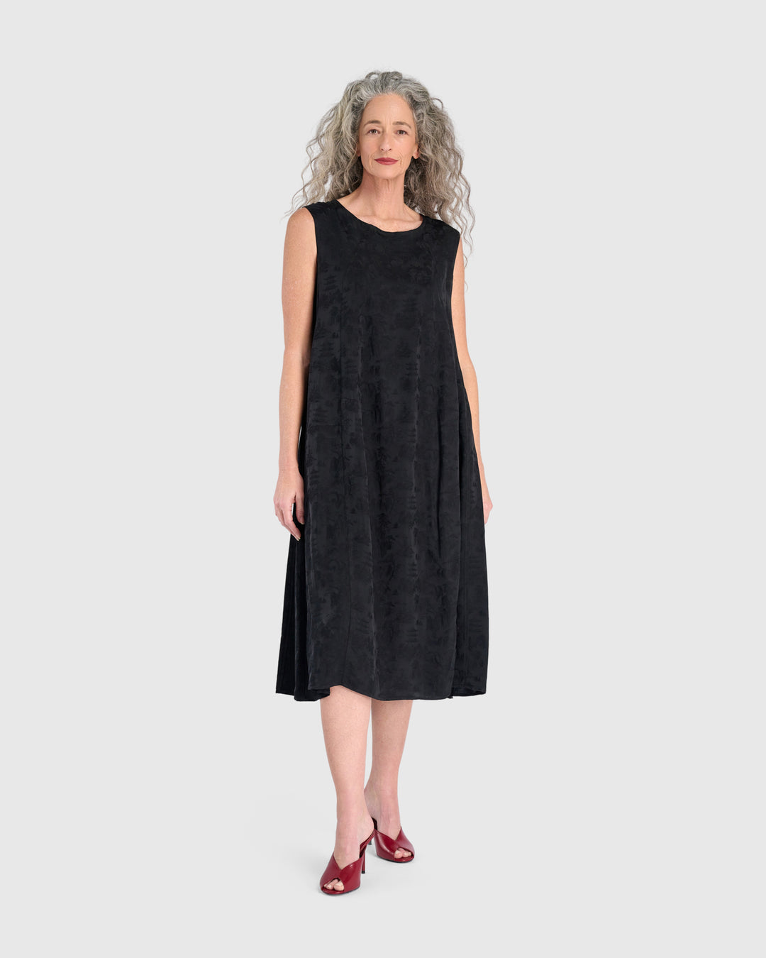Suzu Swing Dress, Black Jacquard