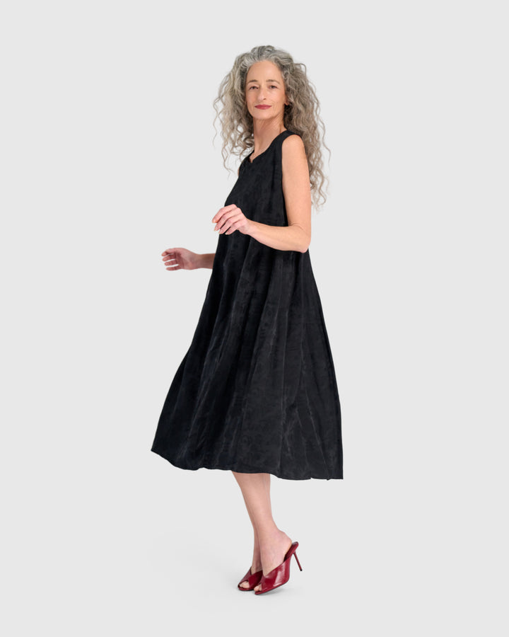 Suzu Swing Dress, Black Jacquard
