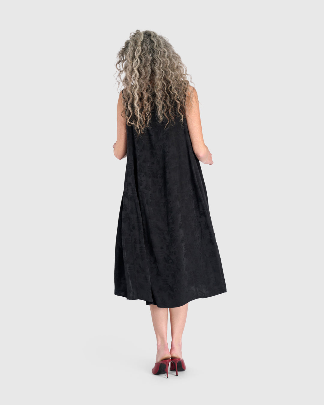 Suzu Swing Dress, Black Jacquard