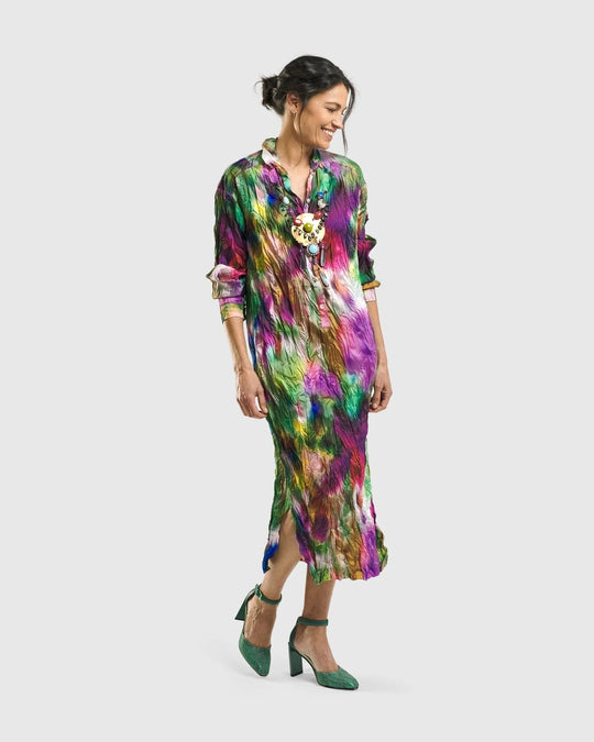 Celestia Crinkle Dress, Watercolor