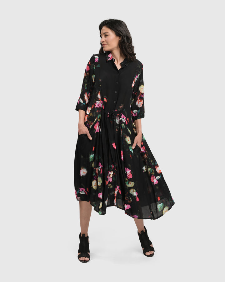 DRINKS-ON-ME MAXI SHIRT DRESS, FLORAL