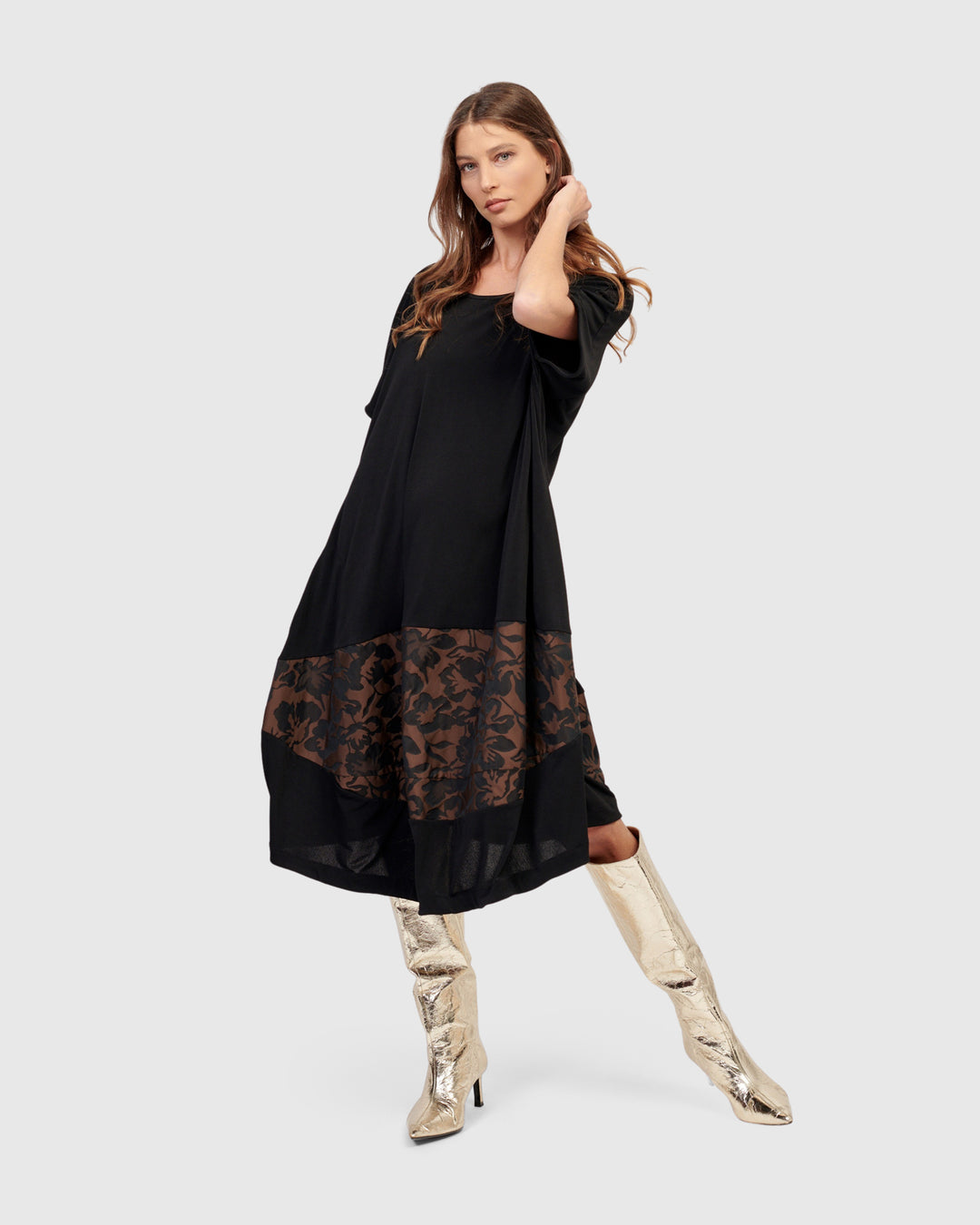 Dark N Stormy T-Shirt Dress, Brown Alembika U.S. Dark N Stormy T-Shirt Dress, Brown Alembika U.S.