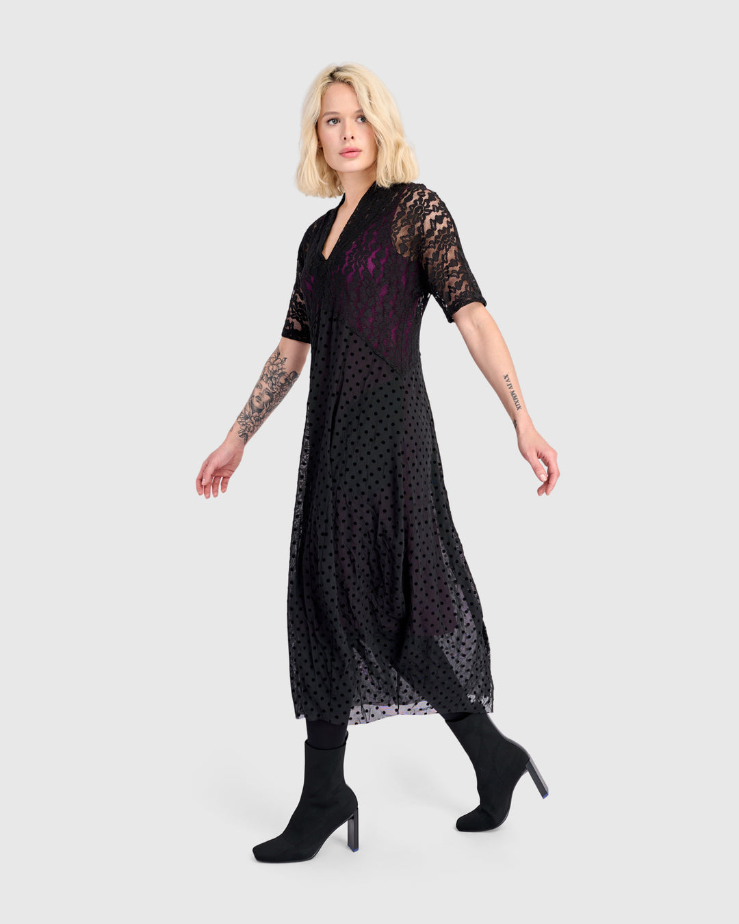 Stiletto Lace Cocoon Dress, Black