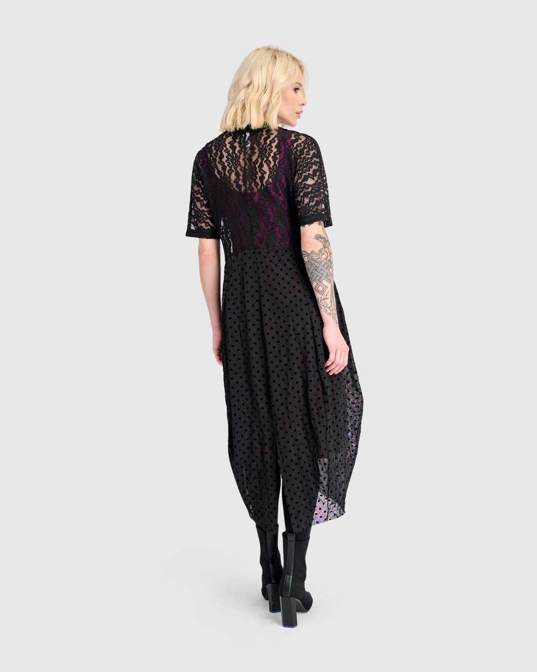 Stiletto Lace Cocoon Dress, Black