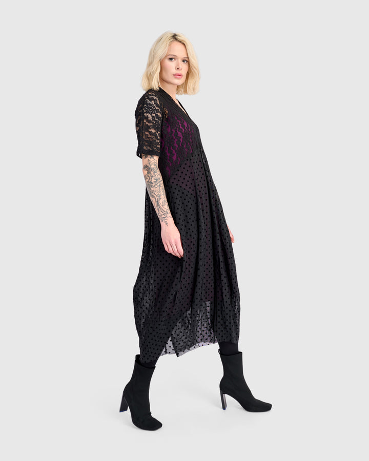 Stiletto Lace Cocoon Dress, Black
