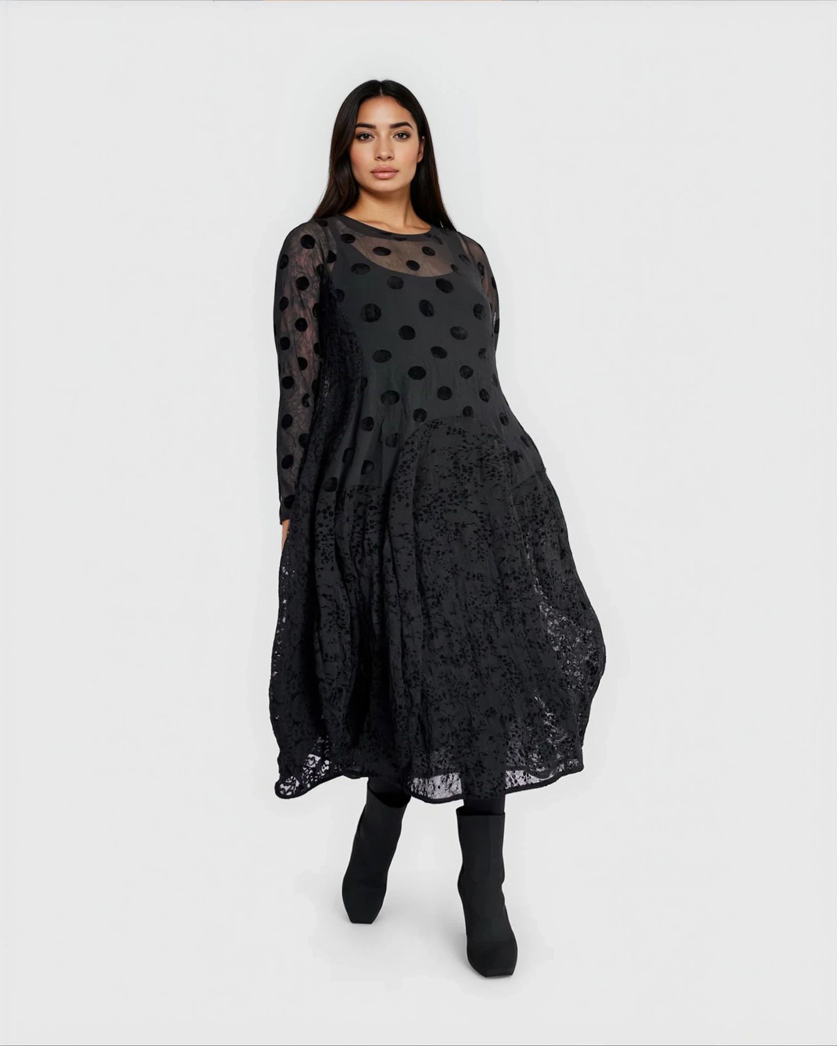 Jolie Mesh Cocoon Dress, Black – Alembika U.S.