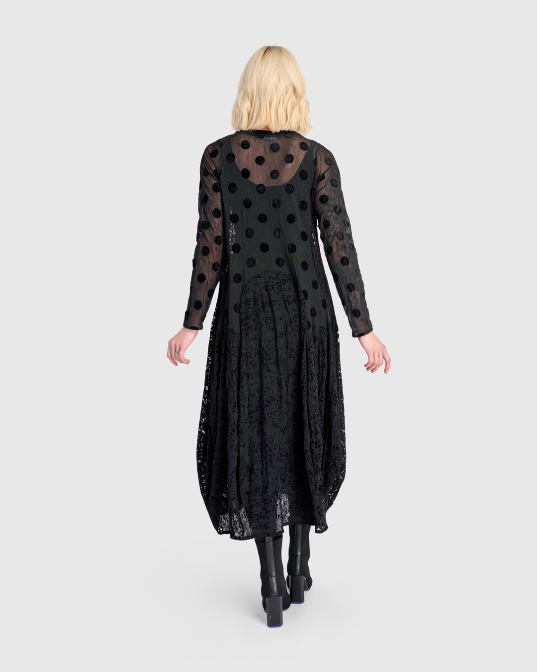 Jolie Mesh Cocoon Dress, Black