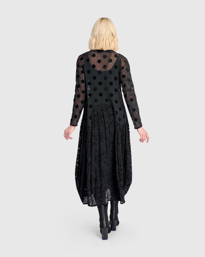 Jolie Mesh Cocoon Dress, Black