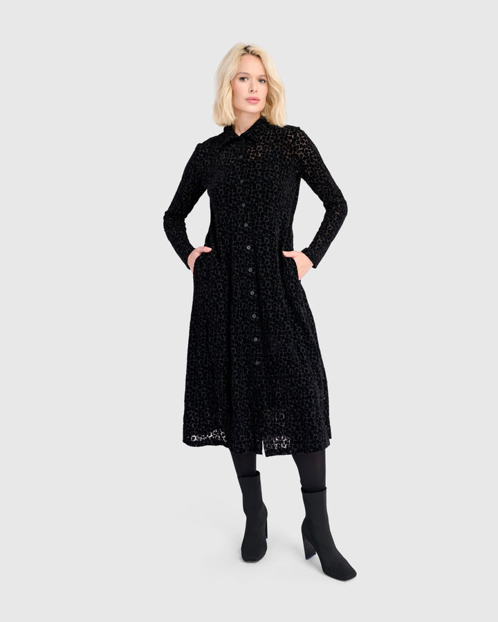 Marilyn Button Up Dress, Black