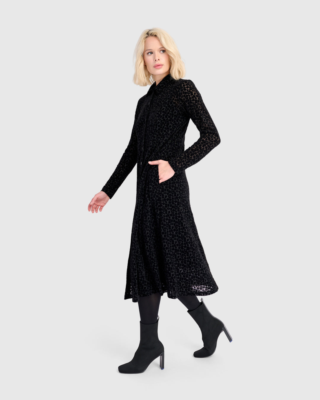 Marilyn Button Up Dress, Black