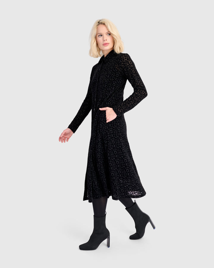 Marilyn Button Up Dress, Black