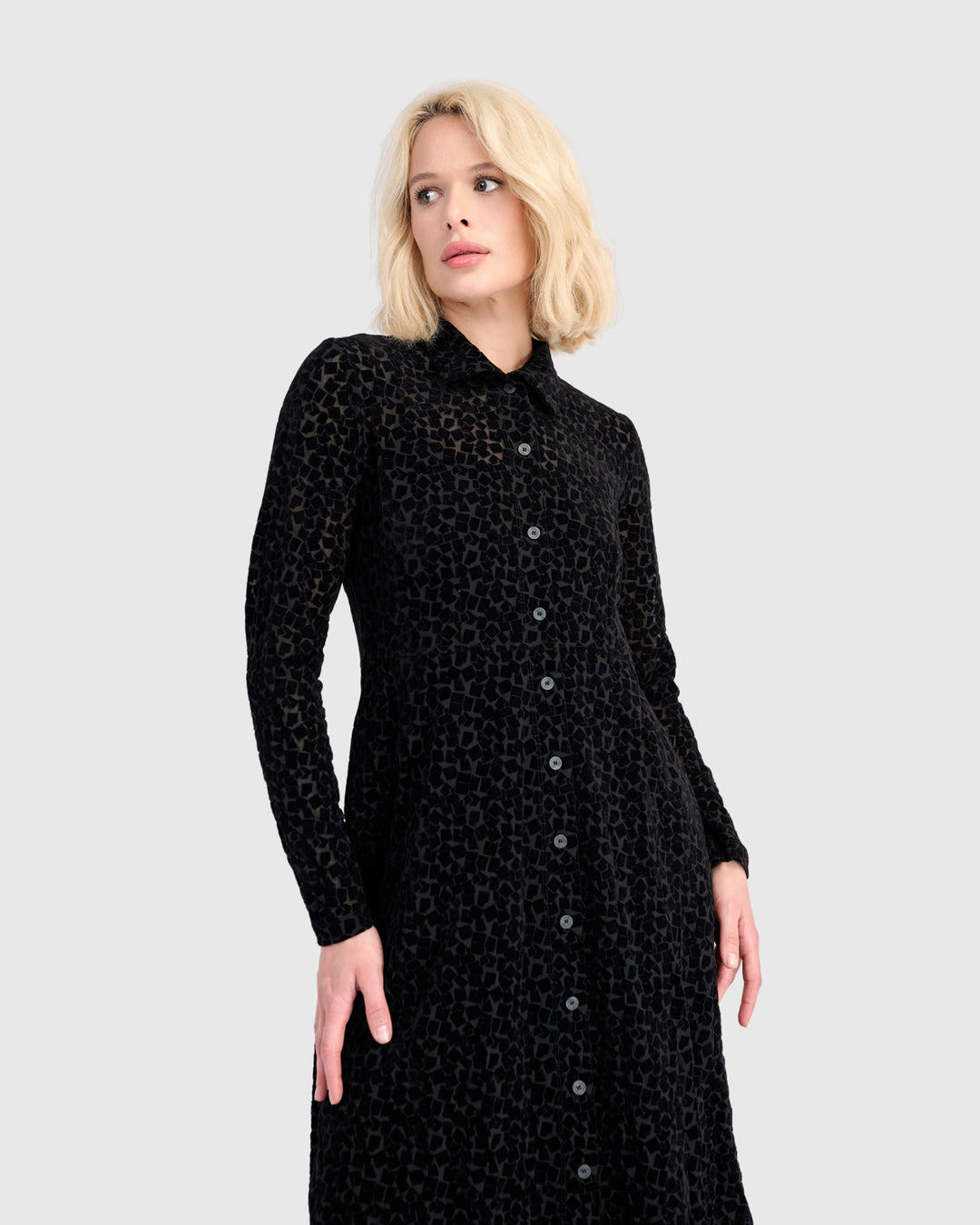 Marilyn Button Up Dress, Black