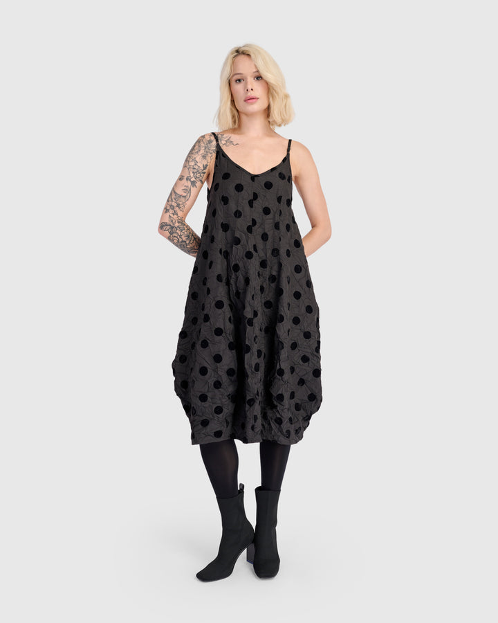 Reve Tank Cocoon Dress, Black Dots