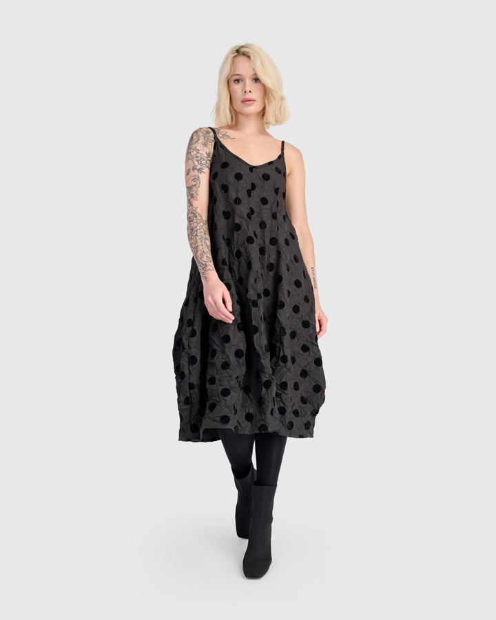 Reve Tank Cocoon Dress, Black Dots
