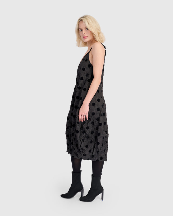 Reve Tank Cocoon Dress, Black Dots
