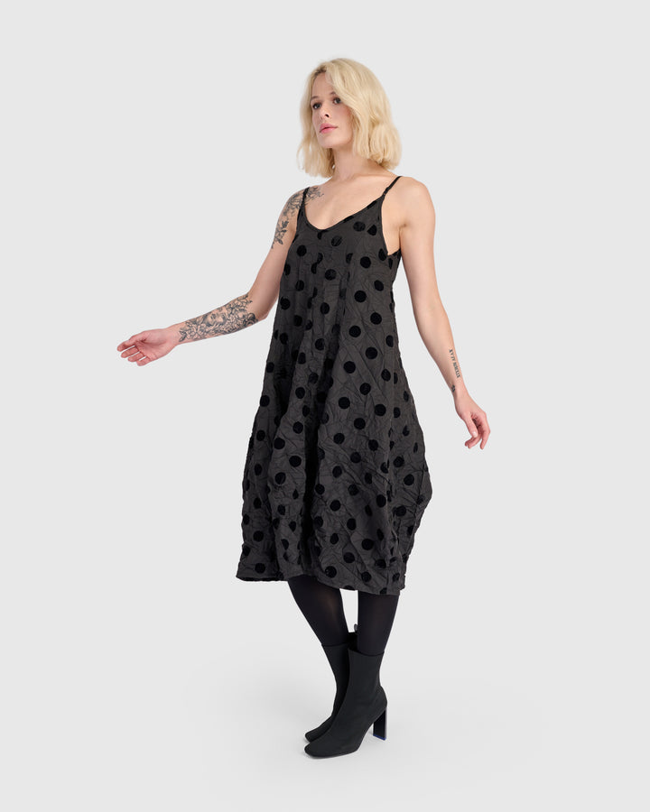Reve Tank Cocoon Dress, Black Dots