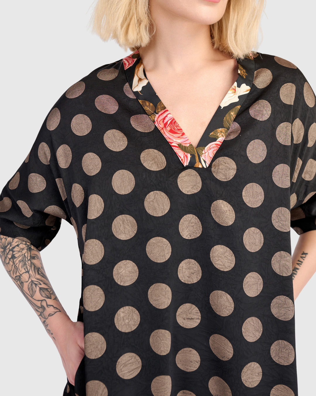 Maison A-line Dress, Black/Bronze Dots