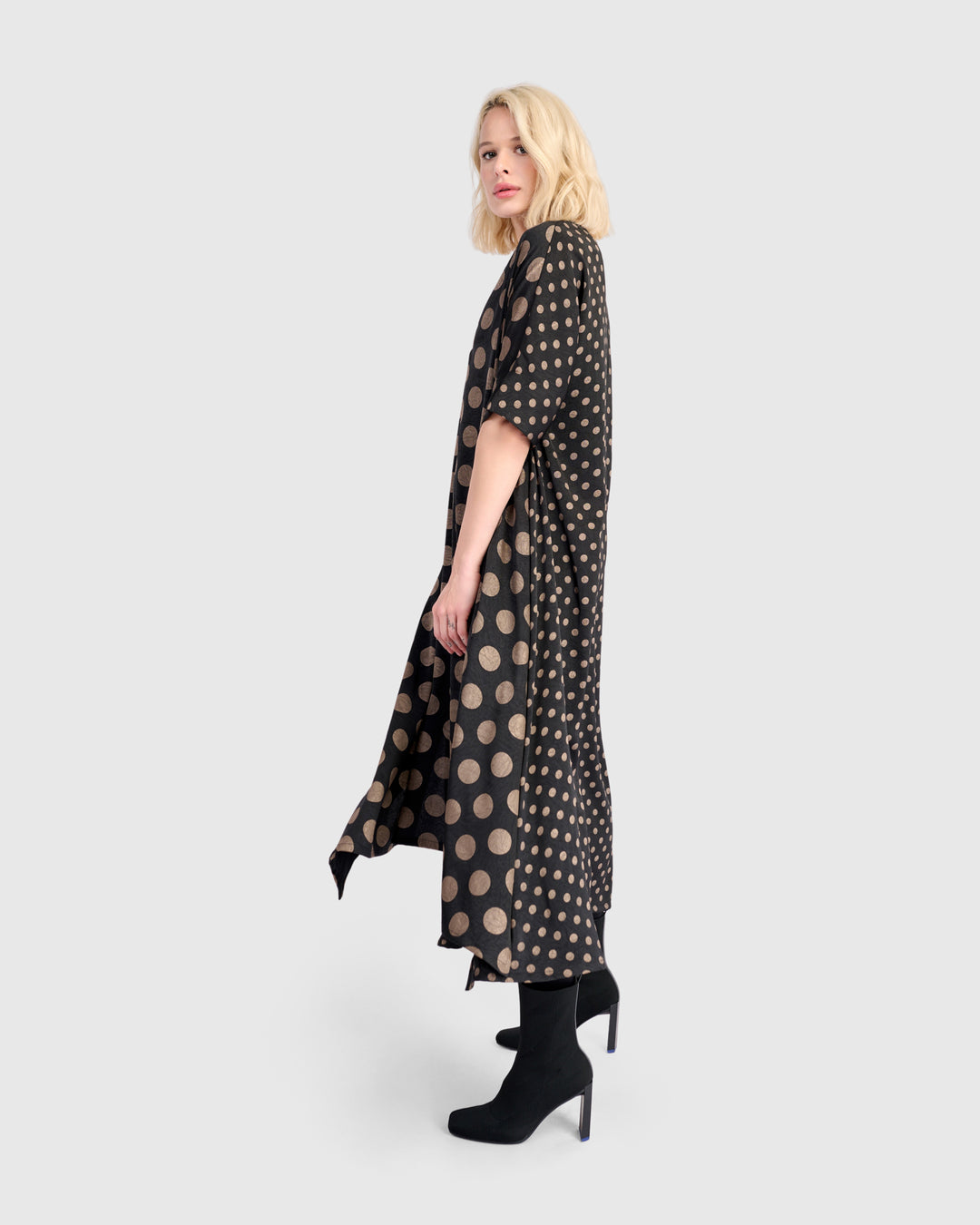 Maison A-line Dress, Black/Bronze Dots
