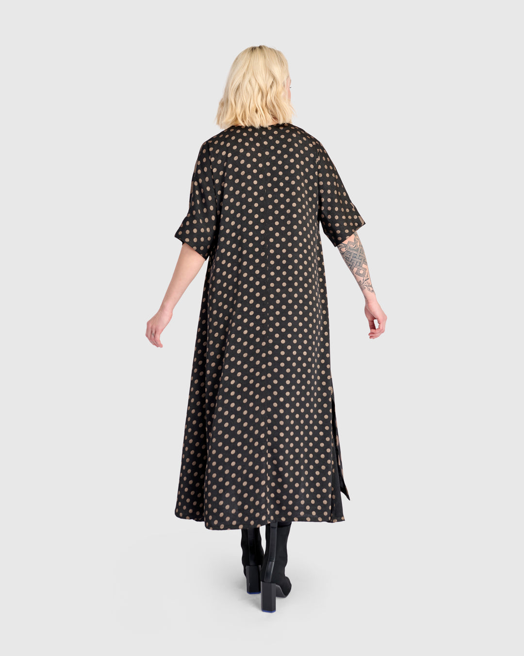 Maison A-line Dress, Black/Bronze Dots
