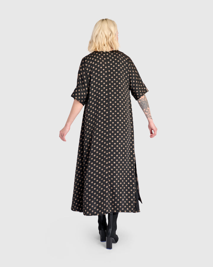 Maison A-line Dress, Black/Bronze Dots