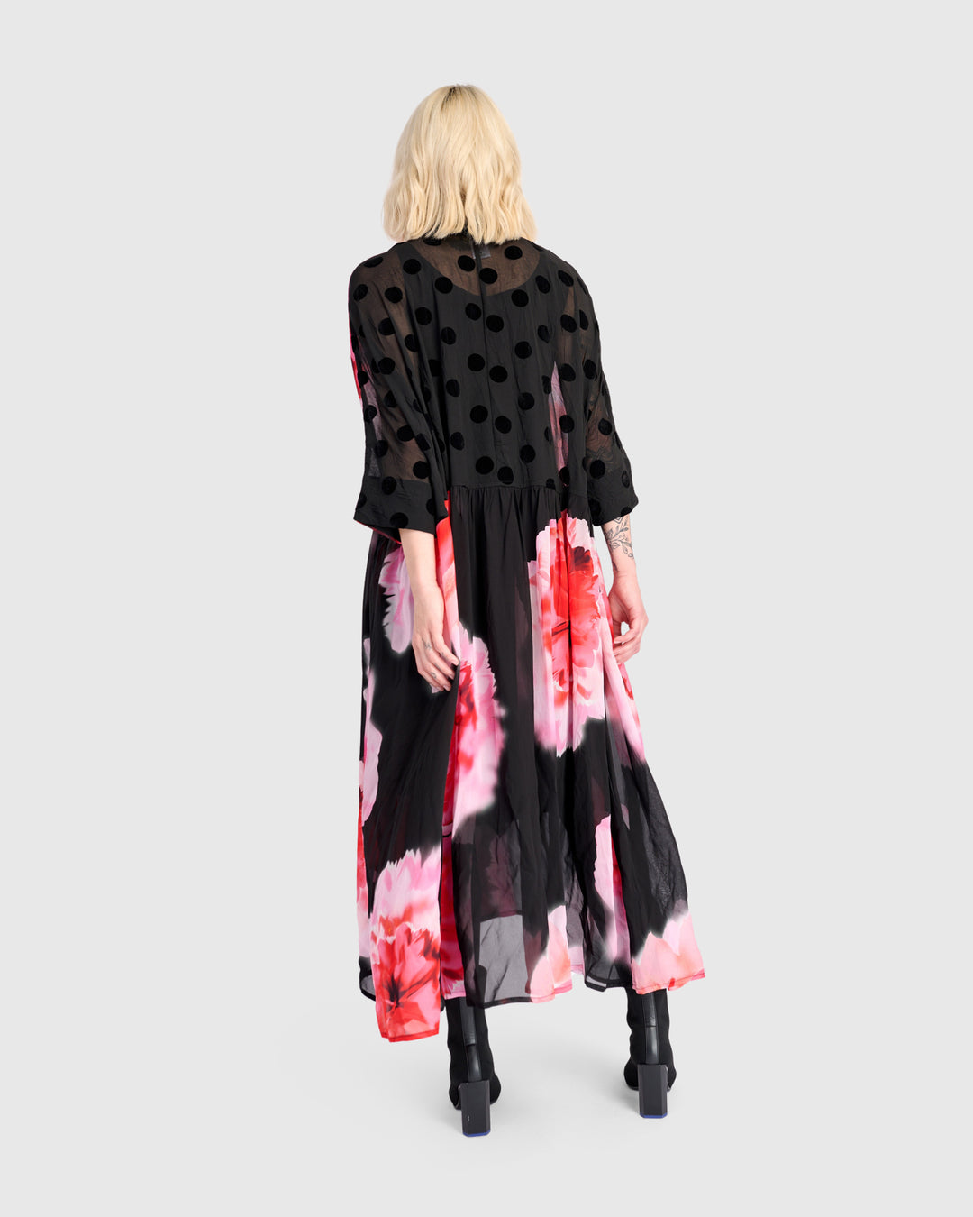 Papillon Maxi Dress, Black/Pink Floral