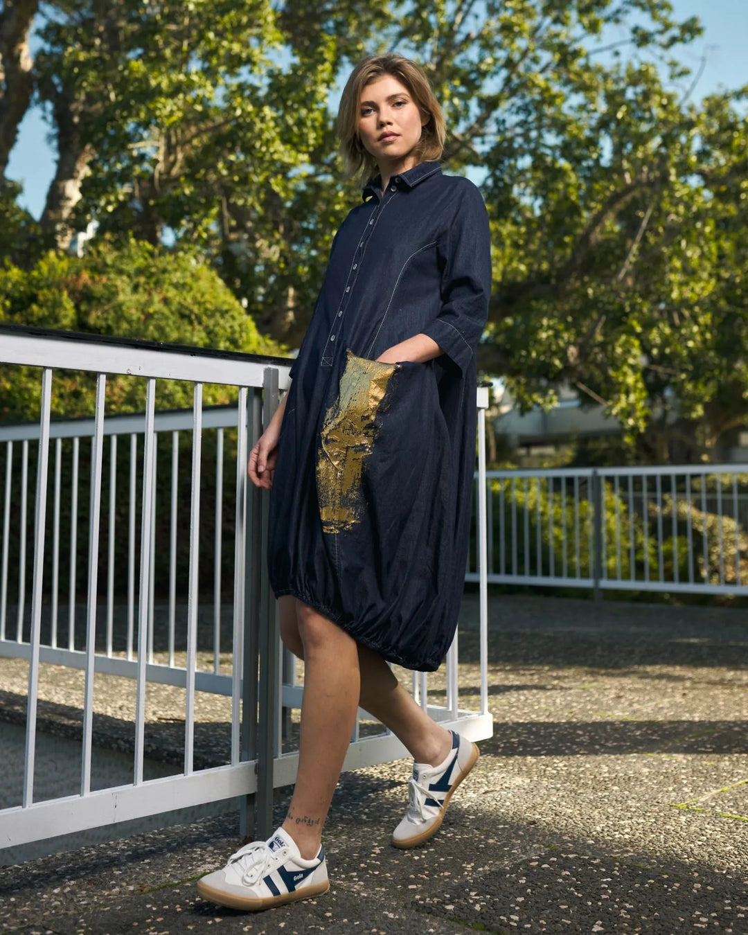 alembika denim dress Tacoma Trapeze Dress, Denim
