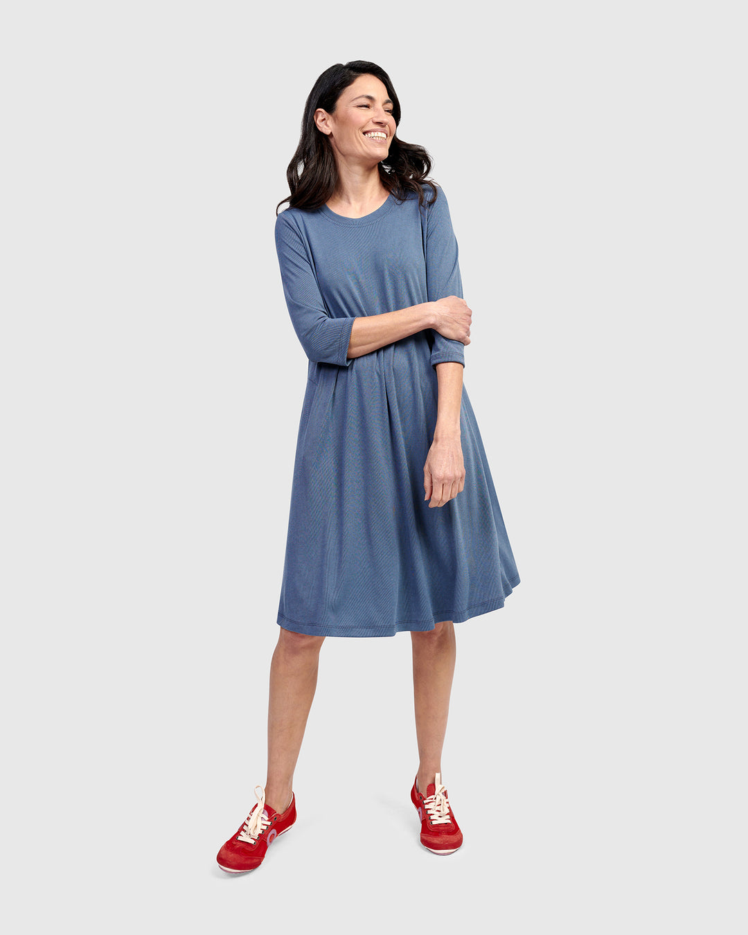 Essential Relaxed Short Sleeve Dress, Blue Mist