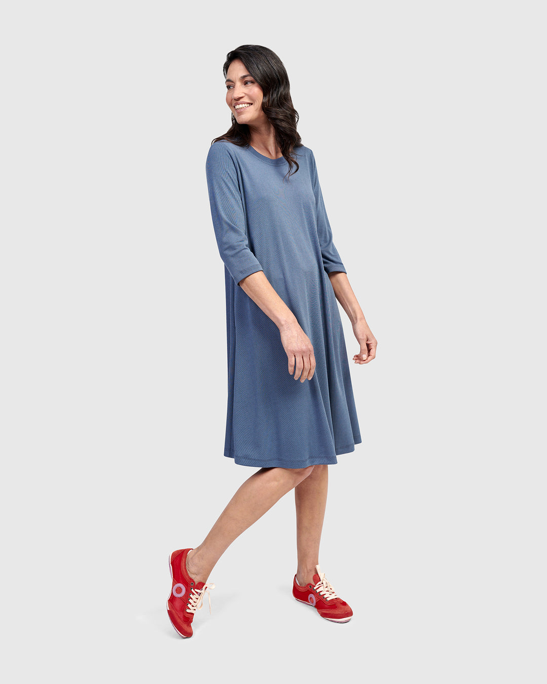 Essential Relaxed Short Sleeve Dress, Blue Mist