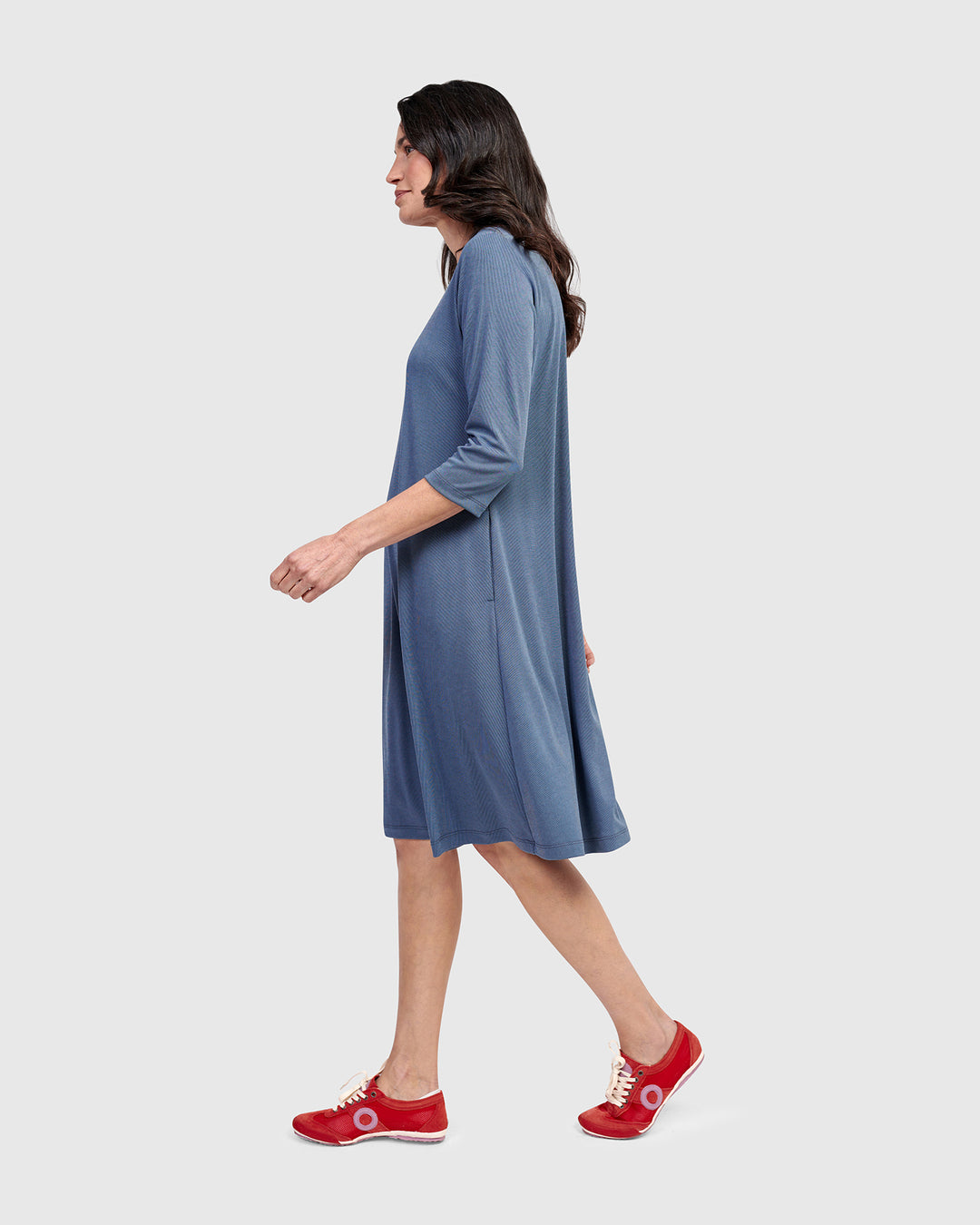 Essential Relaxed Short Sleeve Dress, Blue Mist