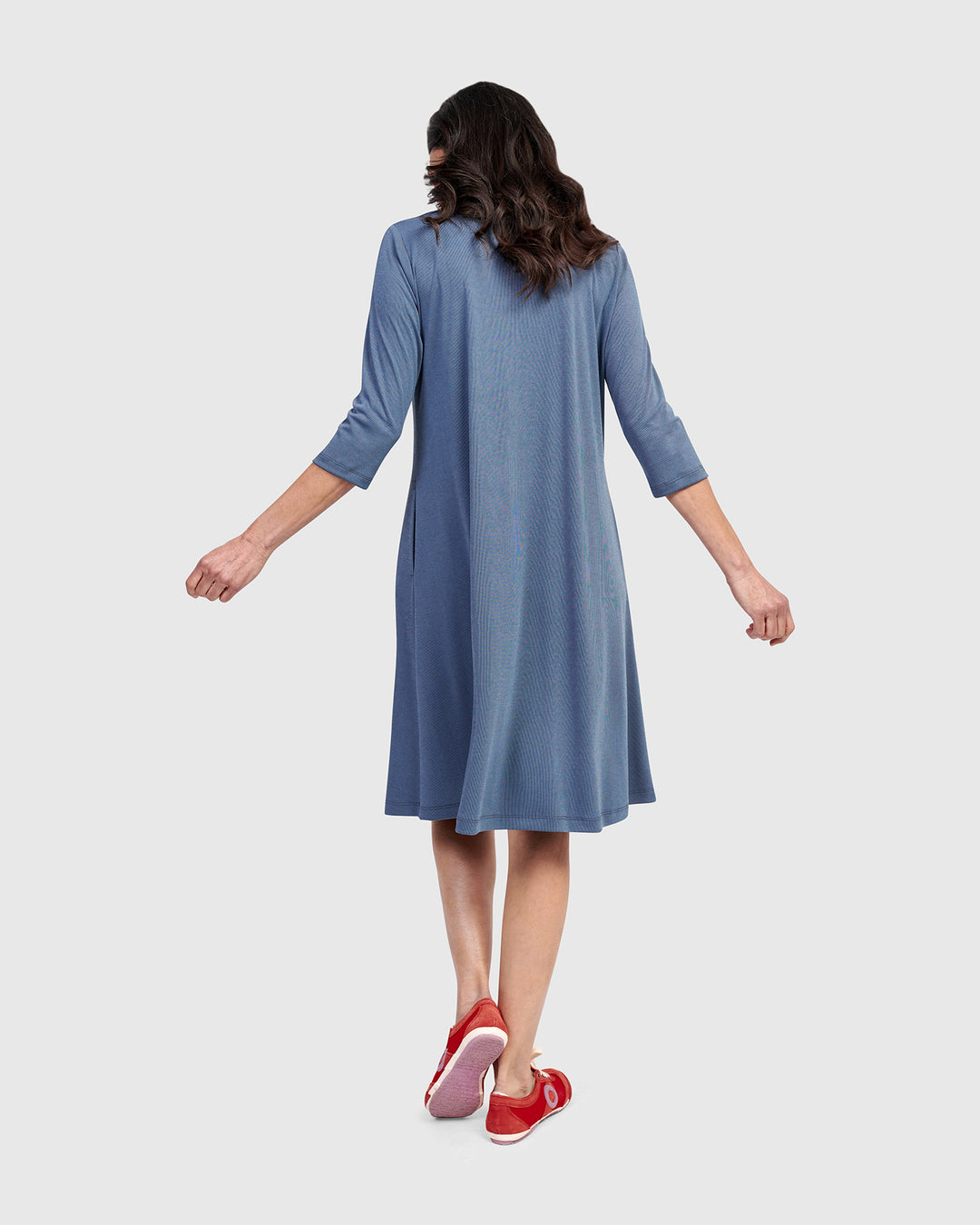 Essential Relaxed Short Sleeve Dress, Blue Mist