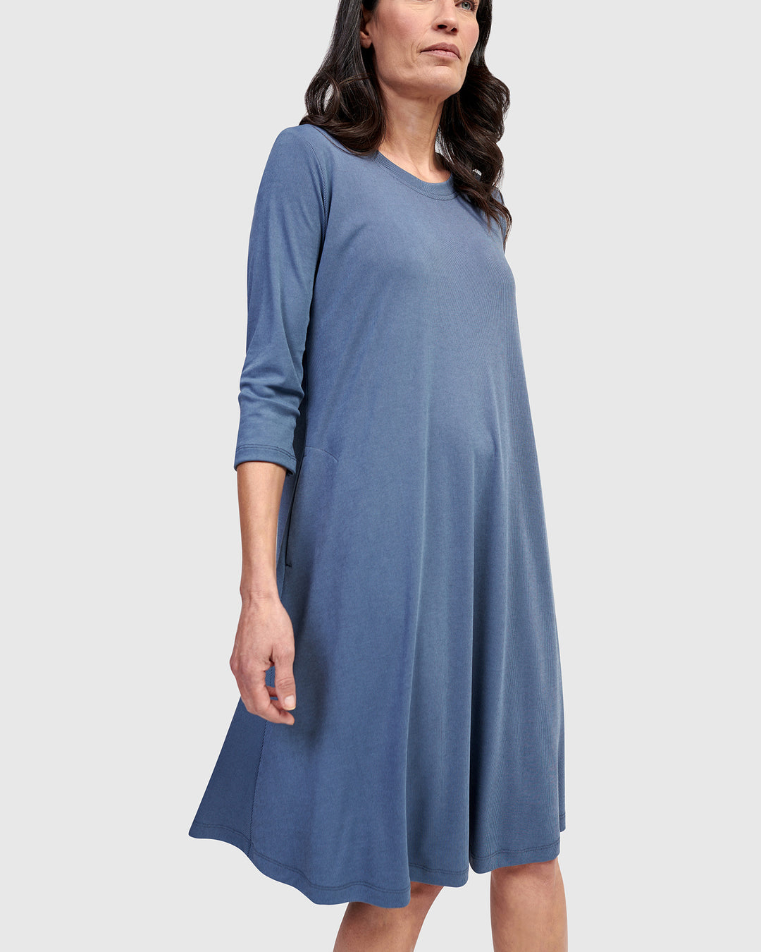 Essential Relaxed Short Sleeve Dress, Blue Mist