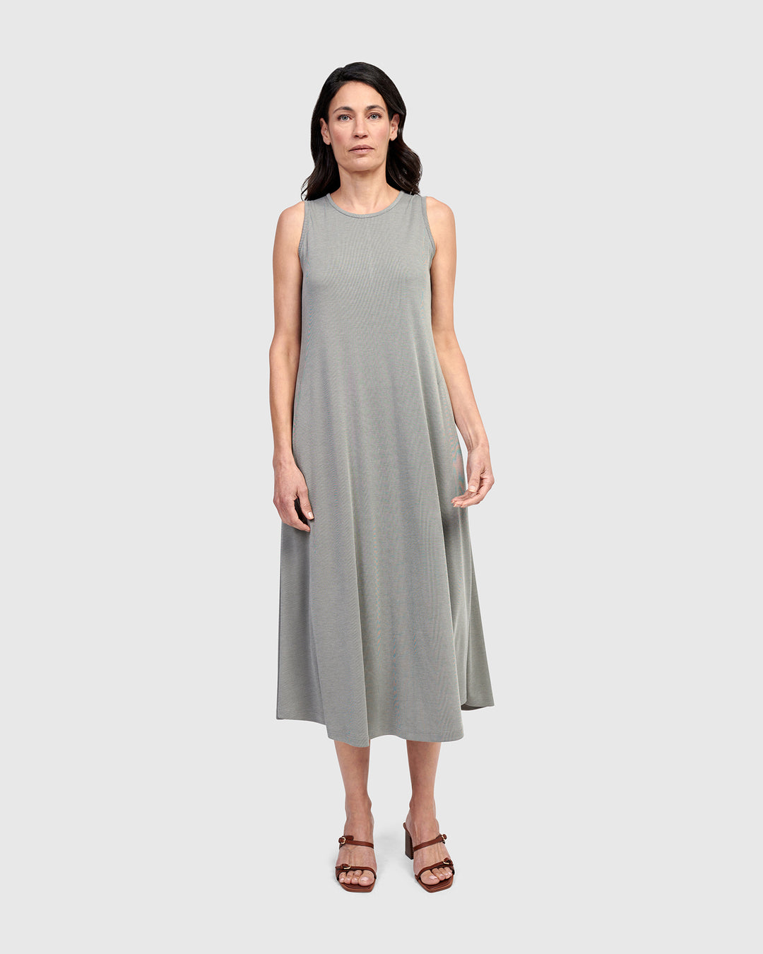 Essential Sleeveless Midi Dress, Saladine