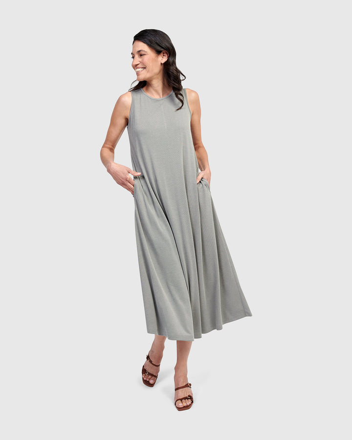 Essential Sleeveless Midi Dress, Saladine