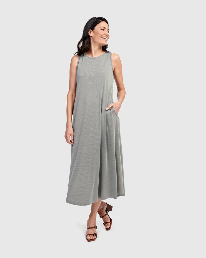 Essential Sleeveless Midi Dress, Saladine