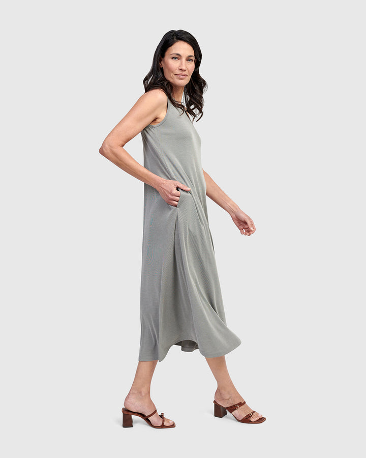 Essential Sleeveless Midi Dress, Saladine