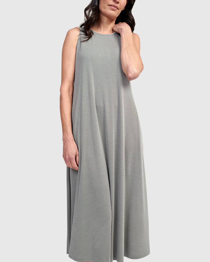 Essential Sleeveless Midi Dress, Saladine