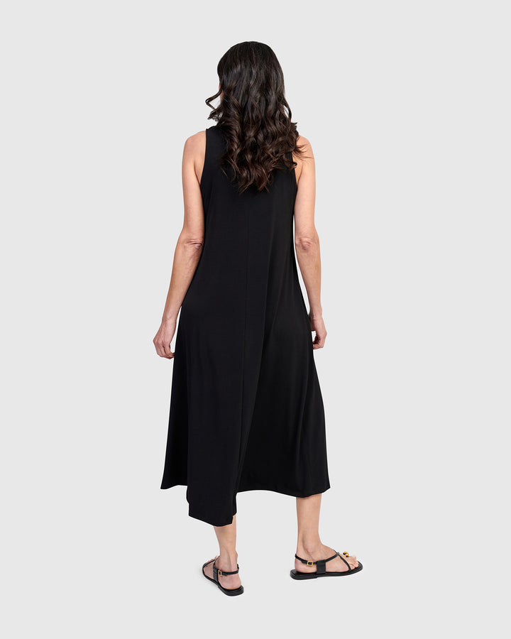 Essential Sleeveless Midi Dress, Black