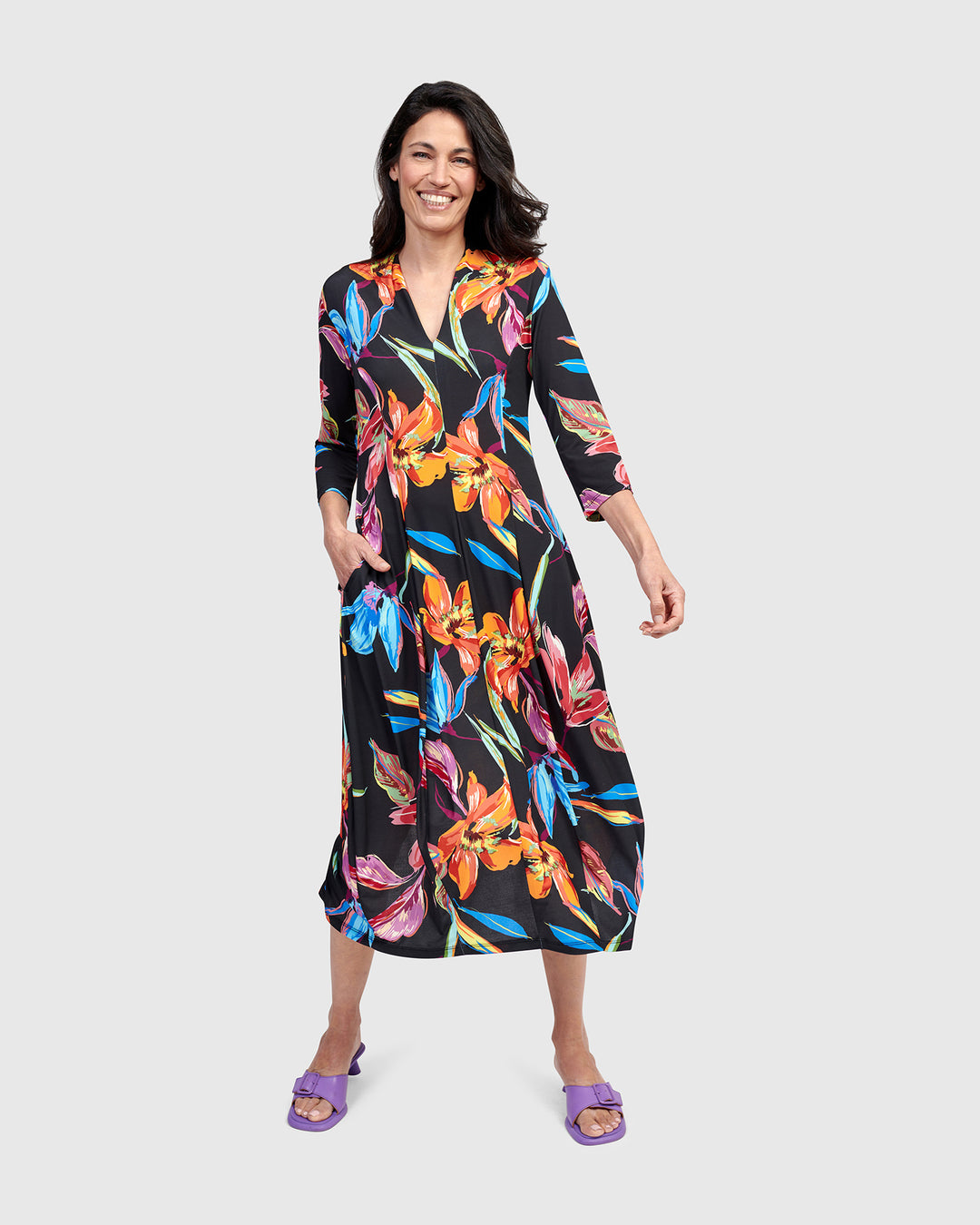 Hibiscus Cocoon Dress, Bloom