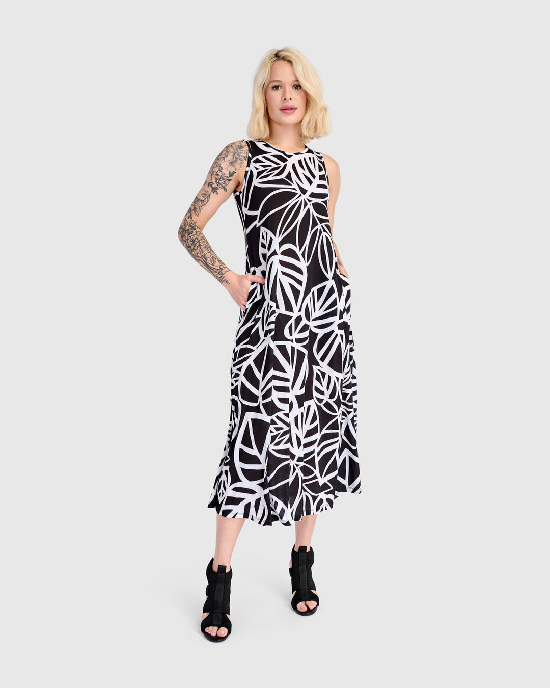Fronda A-line Midi Dress, Mono