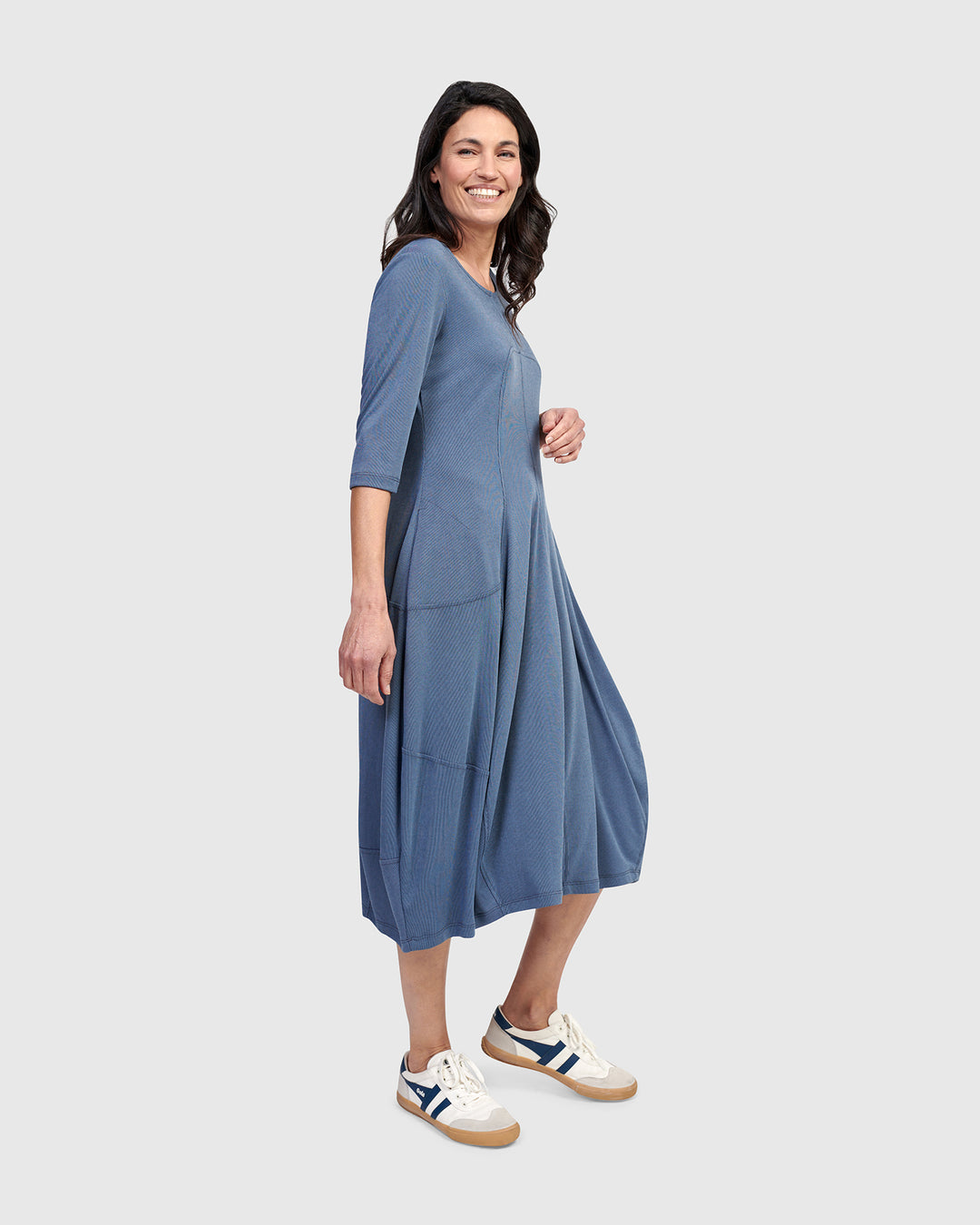 Essential Crew Cocoon Dress, Blue Mist