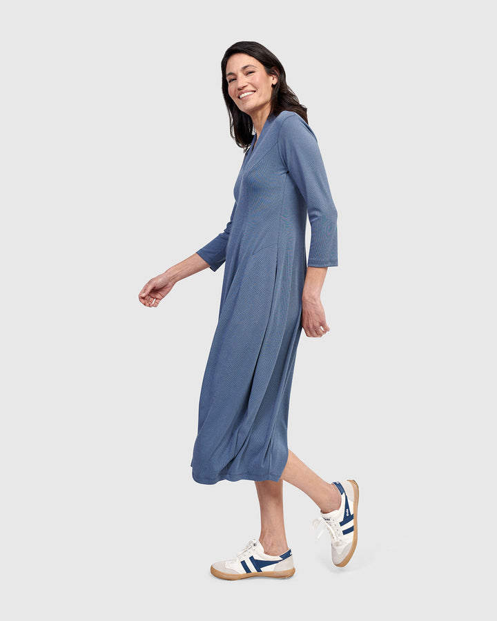 Essential Cocoon Dress, Blue Mist