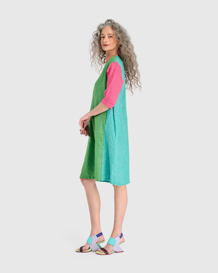 Lychee Linen Dress, Tropical Mix
