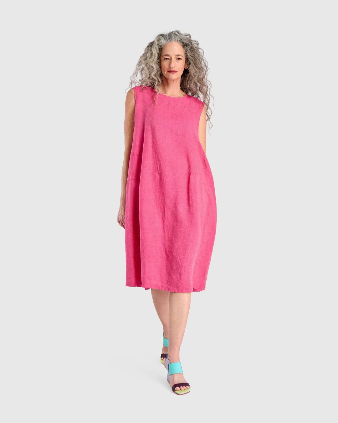 Linen Swing Dress, Flamingo