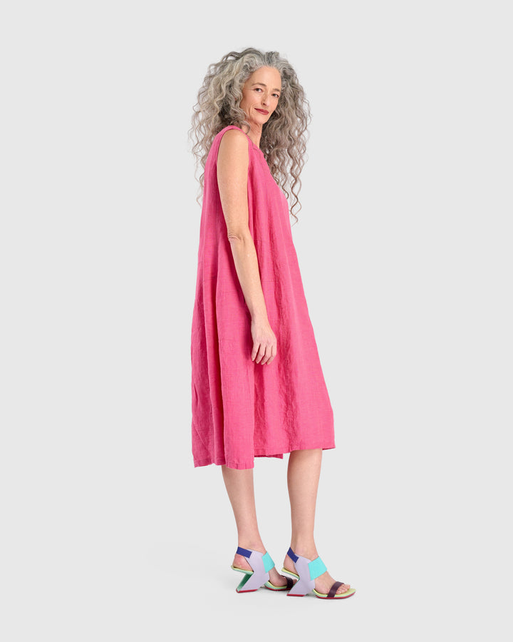 Linen Swing Dress, Flamingo